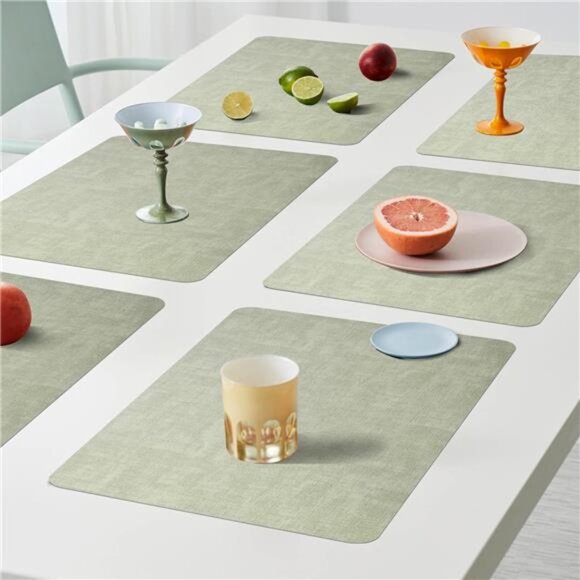 Faux Leather Placemats Set of 6 - Waterproof - Wipe Clean - Heat Resistant - Picture 2 of 7